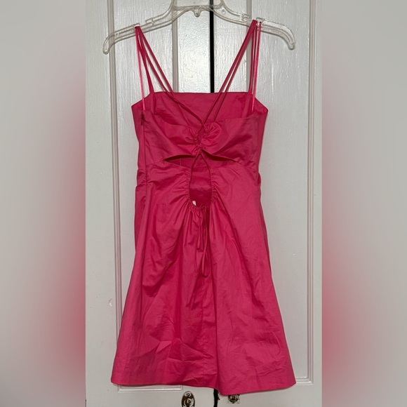 FRAME Tie Back Mini Dress in Hot Pink - Picture 8 of 10